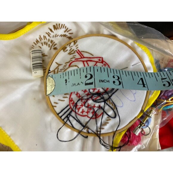 Vtg 70s Unfinished Embroidery Linen Projects, Mixed Lot Junk Journal Slow Stitch - Picture 14 of 16